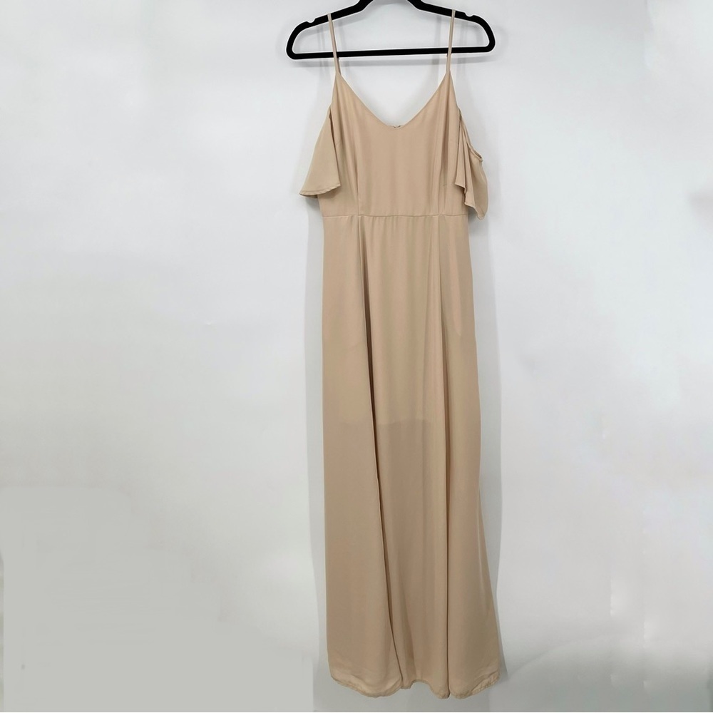 Beige Cold Shoulder Maxi Dress